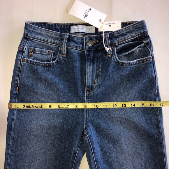 MISS ME 26x27 High Rise Ankle Straight Frayed Hem NWT - Picture 13 of 17